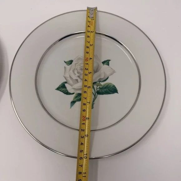 Set of 2 Embassy Vitrified White Rose - Dinner Plate - 10 1/8" Diameter - Picture 11 of 11